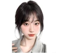 Human Hair CC Bangs Clip In Natural Black(Brownish-black)