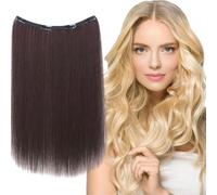 Human Hair Clip in Extensions - Invisible Wig Piece - 20 Inch Natural Looking Hairpieces, Long Straight Wig Stylish for Women