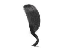 Human Hair Clip in Side Face Bangs Hairpiece Long Wavy Side Part Fringe 3D Neck Length Bangs Extension by Remeehi 16" Jet Black
