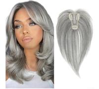 Human Hair Extension Piece 25cm Natural Black Blend(GRAY)