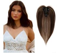 Human Hair Extension Piece 25cm Natural Black Blend(Light Brown)