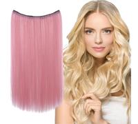 Human Hair Extensions Clip Ins - Invisible Wig Piece - Natural Looking Invisible Wig, 20 Inch Long Straight Hairpiece for Dance Party