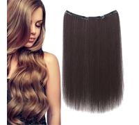 Human Hair Extensions Clip Ins | Stylish Fake Hair Pieces | 20 Inch Long Straight Hairpiece for Women Girls, Stylish Invisible Wig