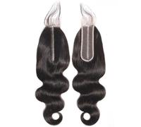 Human Hair Lace Closure, 2X6 Body Wave HD Transparent Lace Pre Plucked with Fine Hair Free Part(Black,8in-20cm)