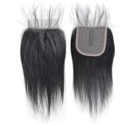 Human Hair Lace Closure, 4X4 T Transparent Lace Straight Hair Closure for Women with Fine Hair(Black,8in-20cm)