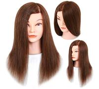Human Hair Mannequin Head - Mannequin Head for Cosmetology 20-22 Inch with 100% Human Hair Cutting Braiding Practice Head Mannequin Head with Human Hair for Hairdressers Brown