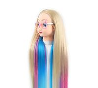 Human Hair Mannequin with Hairdressing DIY Tool Fixing Bracket Twisting Spreading Practice Model for Home Salon Training School