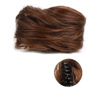Human Hair Messy Buns 1/2 PCS Mini Claw Clip in Messy & Cat Ears Short Synthetic Curly Wavy Hair Bun Extensions Wig Accessory Updo Hairpieces for Women Girls Bun Hair Piece(FB001-2-30)
