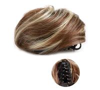 Human Hair Messy Buns 1/2 PCS Mini Claw Clip in Messy & Cat Ears Short Synthetic Curly Wavy Hair Bun Extensions Wig Accessory Updo Hairpieces for Women Girls Bun Hair Piece(FB001-12H613)
