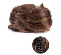 Human Hair Messy Buns 1/2 PCS Mini Claw Clip in Messy & Cat Ears Short Synthetic Curly Wavy Hair Bun Extensions Wig Accessory Updo Hairpieces for Women Girls Bun Hair Piece(FB001-2M30 X2)