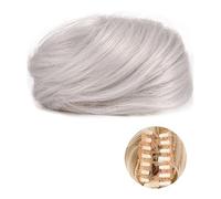 Human Hair Messy Buns 1/2 PCS Mini Claw Clip in Messy & Cat Ears Short Synthetic Curly Wavy Hair Bun Extensions Wig Accessory Updo Hairpieces for Women Girls Bun Hair Piece(FB001-60Hui X2)