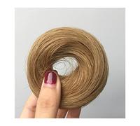 Human Hair Messy Buns 1/2PCS Band Ponytail Scrunchy Hairpiece for Women Human Hair Buns Chignon Messy Bun Hair Pieces Donut Chignon with Elastic Rubber Bun Hair Piece (Size : 2 Piece, Color : 27 Lig