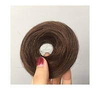 Human Hair Messy Buns 1/2PCS Band Ponytail Scrunchy Hairpiece for Women Human Hair Buns Chignon Messy Bun Hair Pieces Donut Chignon with Elastic Rubber Bun Hair Piece (Size : 2 Piece, Color : 04 Dar