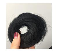 Human Hair Messy Buns 1/2PCS Band Ponytail Scrunchy Hairpiece for Women Human Hair Buns Chignon Messy Bun Hair Pieces Donut Chignon with Elastic Rubber Bun Hair Piece (Size : 2 Piece, Color : 01 Jet