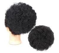 Human Hair Messy Buns Afro Puff Drawstring Ponytail Extension for Black Women, Short Kinkys Curly Synthetic Afro Chignon Hairpieces Updo Hair Extensions Bun Hair Piece(12inch Black Color)