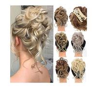 Human Hair Messy Buns Claw Clip Messy Bun Hair Pieces, Tousled Updo Ponytail Extension Synthetic Curly Wavy Hair Bun Clip In Hair Extension for Women Bun Hair Piece (Size : 1 PC, Color : 207-12H24)