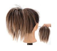 Human Hair Messy Buns Hair Bun Ponytail Extension, Synthetic Straight Hairpiece Fully Short Ponytail Bun Extensions Hair Accessories with Elastic Band Easy Scrunchie for Women Bun Hair Piece(F)