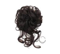 Human Hair Messy Buns Hair Wig High-Resilience Elastic Band Easy Care Anti-slip Breathable Dress Up Natural Look Heat-friendly Chignon Wig for Party Bun Hair Piece(Color:Black Brown)