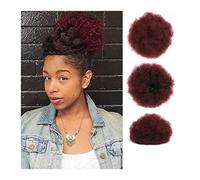 Human Hair Messy Buns Hairpieces Updo Hair for Black Women Girls Afro Puff Drawstring Ponytail Extensions Kinky Curly Bun Hair，Chignon Synthetic Short Extensions Ponytail Bun Hair Piece(1BTBUG#)