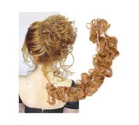 Human Hair Messy Buns Messy Bun Hair Piece Curly Wavy Hair Bun Scrunchies Extensions Long Ponytail Extensions Ponytail DIY Wrap Around Bun Hair Bun Hair Piece(Black)
