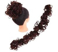Human Hair Messy Buns Messy Bun Hair Piece Extensions Tousled Updo Fluffy Hair Ponytail DIY Wrap Around Bun Hair Scrunchie Wavy Donut Chignons for Women Kids Bun Hair Piece(M333-2-33)