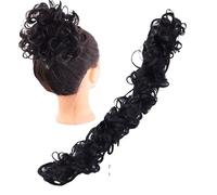 Human Hair Messy Buns Messy Bun Hair Piece Extensions Tousled Updo Fluffy Hair Ponytail DIY Wrap Around Bun Hair Scrunchie Wavy Donut Chignons for Women Kids Bun Hair Piece(M333-2)