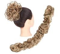Human Hair Messy Buns Messy Bun Hair Piece Extensions Tousled Updo Fluffy Hair Ponytail DIY Wrap Around Bun Hair Scrunchie Wavy Donut Chignons for Women Kids Bun Hair Piece(M333-12H24)