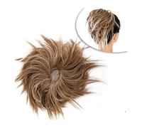 Human Hair Messy Buns Messy Bun Hair Piece Hair Extension with Elastic Rubber Band Synthetic Tousled Updo Wavy Bun Chignons Hairpiece Ponytail Extensions for Women Bun Hair Piece(T1B/4/27)