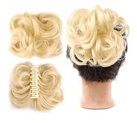 Human Hair Messy Buns Messy Bun Hair Piece Tousled Updo Claw Clip in Hairpiece For Women Curly Wavy Short Synthetic Scrunchies Clip in Claw Hair Bun Hair Extension Bun Hair Piece(AM10-102)