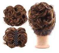 Human Hair Messy Buns Messy Bun Hair Piece Tousled Updo Claw Clip in Hairpiece For Women Curly Wavy Short Synthetic Scrunchies Clip in Claw Hair Bun Hair Extension Bun Hair Piece(AM10-2-30)