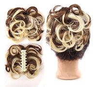 Human Hair Messy Buns Messy Bun Hair Piece Tousled Updo Claw Clip in Hairpiece For Women Curly Wavy Short Synthetic Scrunchies Clip in Claw Hair Bun Hair Extension Bun Hair Piece(AM10-108)