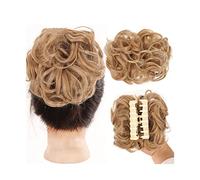 Human Hair Messy Buns Messy Bun Hair Piece Tousled Updo Hairpiece Wavy Curly Scrunchies Clip in Claw Hair Bun Synthetic Claw Clip Chignon Hair Extensions for Women Bun Hair Piece(AM10-27-613)