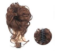 XUJUAN-0227 Human Hair Messy Buns Messy Claw Bun Curly Wavy Synthetic Hair Ponytail Extension Hairpieces for Women Bun Wig Claw in Bun Messy Chignons Hair Extensions Bun Hair Piece(SW207-8-27)