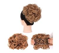 XUJUAN-0227 Human Hair Messy Buns Messy Curly Hair Bun Extensions Updo Hairpiece Chignons Easy Stretch Hair Combs Clip in Ponytail Extensions for Women Bun Hair Piece(Q8-23)