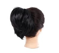 Human Hair Messy Buns Messy Hair Bun Ponytail Extension, Straight Synthetic Hairpiece Short Ponytail Bun Extensions Hair Accessories Elastic Scrunchie for Women Bun Hair Piece(F6-203)