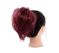 Human Hair Messy Buns Ponytail Extension Elastic Band Hair Bun Scrunchy for Women Girls Messy Bun Hair Piece Fake Bun Scrunchies Synthetic Short Straight Donut Chignon Bun Hair Piece (Color : Burg)
