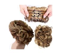 Human Hair Messy Buns Short Messy Curly Dish Hair Bun Extension Easy Stretch Hair Combs Clip In Ponytail Extension Scrunchie Chignon Tray Ponytail Bun Hair Piece(Size:Q1-9H19)