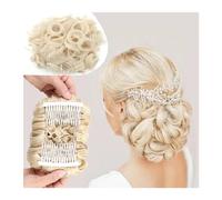 Human Hair Messy Buns Short Messy Curly Dish Hair Bun Extension Easy Stretch Hair Combs Clip In Ponytail Extension Scrunchie Chignon Tray Ponytail Bun Hair Piece(Size:Q1-60)