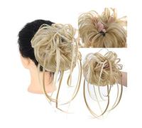 Human Hair Messy Buns Super Long Tousled Hair Messy Hair Bun Hair Pieces, Bun Scrunchies Extension Synthetic Curly Chignon Ponytail with Elastic Hair Band Bun Hair Piece(22H613)