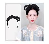 Human Hair Messy Buns Synthetic Chinese Ancient Hair ,Bun Wig Hanfu Headwear Elegant Ancient Headdress Photography Dance Accessory Wigs Black for Women Bun Hair Piece (Color : 004)