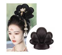 XUJUAN-0227 Human Hair Messy Buns Synthetic Chinese Ancient Wig Hanfu Headdress Hair Bun Elegant Retro Headwear Ancient Chinese Women Cosplay Wigs Accessories Bun Hair Piece(VM18)
