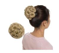 Human Hair Messy Buns Synthetic Claw Clip In Chignon Fake Hair Chignon Bun Hairpiece Black Brown Blonde Women Curly Chignon Bun Hair Bun Hair Piece(Color:Ash blonde)