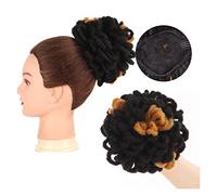Human Hair Messy Buns Synthetic DreadLock Afro Puff Hair Bun Chignon Drawstring Ponytail Faux Locs Clip In Pony Tail Hairpieces Hair Extensions for Black Women Bun Hair Piece(1B-27)