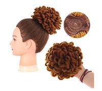 Human Hair Messy Buns Synthetic DreadLock Afro Puff Hair Bun Chignon Drawstring Ponytail Faux Locs Clip In Pony Tail Hairpieces Hair Extensions for Black Women Bun Hair Piece(30)