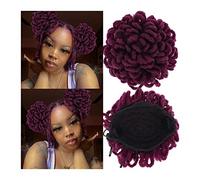 Human Hair Messy Buns Synthetic Dreadlocks Bun Afro Puff Drawstring Ponytail Hair Chignon Nu Locs Braids Buns Hairpiece Clip in Hair Extensions for Black Women Bun Hair Piece(Purple)