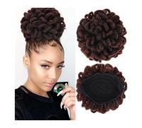 Human Hair Messy Buns Synthetic Dreadlocks Bun Afro Puff Drawstring Ponytail Hair Chignon Nu Locs Braids Buns Hairpiece Clip in Hair Extensions for Black Women Bun Hair Piece(33)