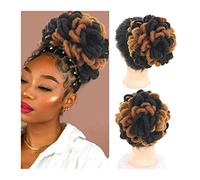 Human Hair Messy Buns Synthetic Dreadlocks Bun Afro Puff Drawstring Ponytail Hair Chignon Nu Locs Braids Buns Hairpiece Clip in Hair Extensions for Black Women Bun Hair Piece(4-27-30)