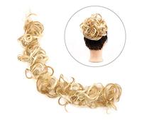 Human Hair Messy Buns Synthetic Messy Scrunchies Elastic Hair Band Women's Wavy Hair Buns Long Wrap DIY Chignon Hairpiece Bendable Ponytails Hair Extensions for Women Bun Hair Piece(0011)