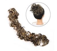 Human Hair Messy Buns Synthetic Messy Scrunchies Elastic Hair Band Women's Wavy Hair Buns Long Wrap DIY Chignon Hairpiece Bendable Ponytails Hair Extensions for Women Bun Hair Piece(0012)