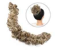 Human Hair Messy Buns Synthetic Messy Scrunchies Elastic Hair Band Women's Wavy Hair Buns Long Wrap DIY Chignon Hairpiece Bendable Ponytails Hair Extensions for Women Bun Hair Piece(0014)